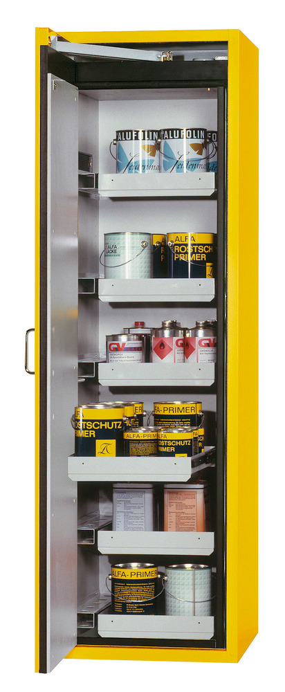 Ohňovzdorná skriňa Edition, so 6 výsuvnými vaňami, dverová zarážka vľavo, žltá, typ G66 - 4