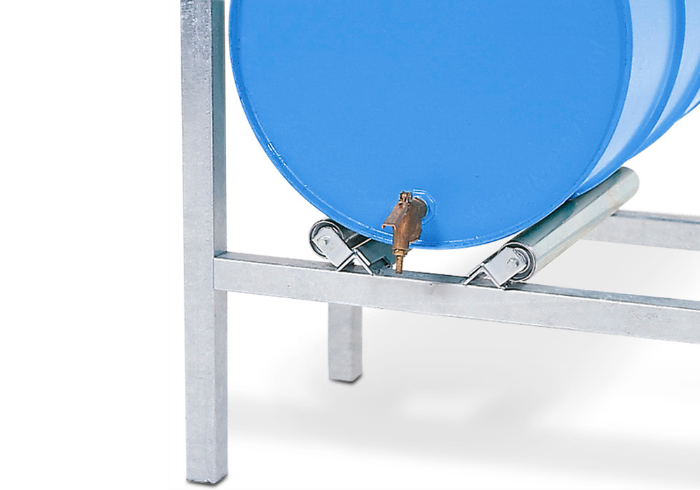 Drum roller supports for horizontal drum storage using ARL racking - 1