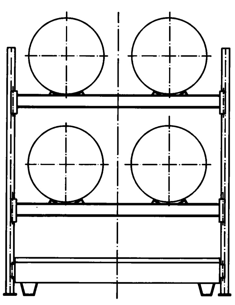 Estante para bidões FRP-2014/4, 4 bidões 200L na horizontal, módulo base - 2
