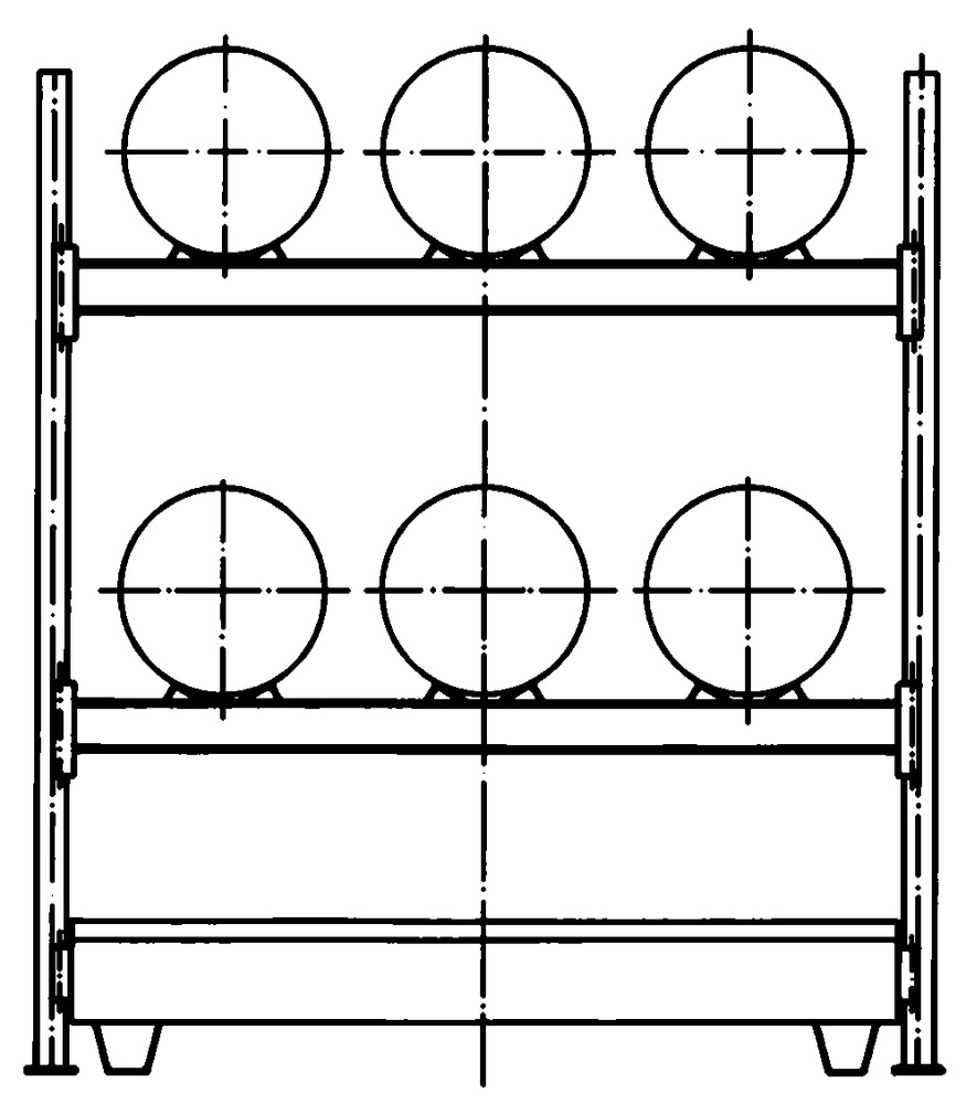 Estante para bidões FR-2014/6, 6 bidões 60L na horizontal, módulo adicional - 1