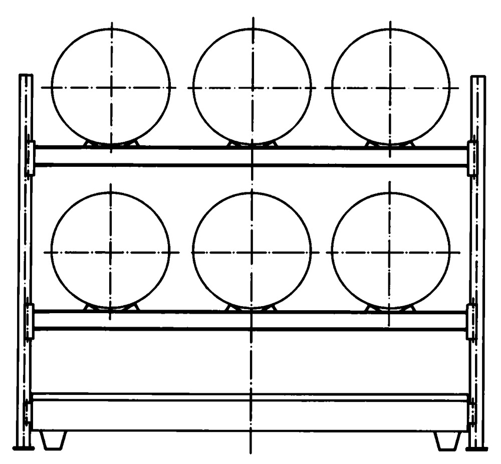 Estante para bidões FR-2022/6, 6 bidões 200L na horizontal, módulo base - 1