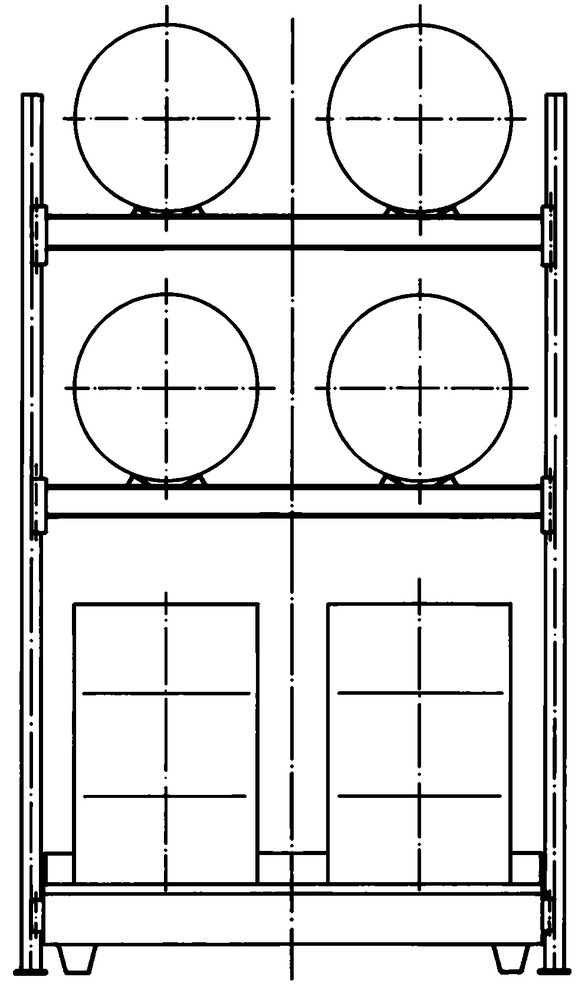 Estante para bidões FR-2514/6G 4 bidões 200L na horizontal e 4 x 200L na vertical, corpo adicional - 2