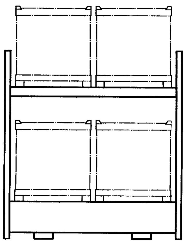 Combi Rack 3 K4-I with galvanised spill pallet, for 4 IBCs x 1000 litre, basic shelf unit - 3