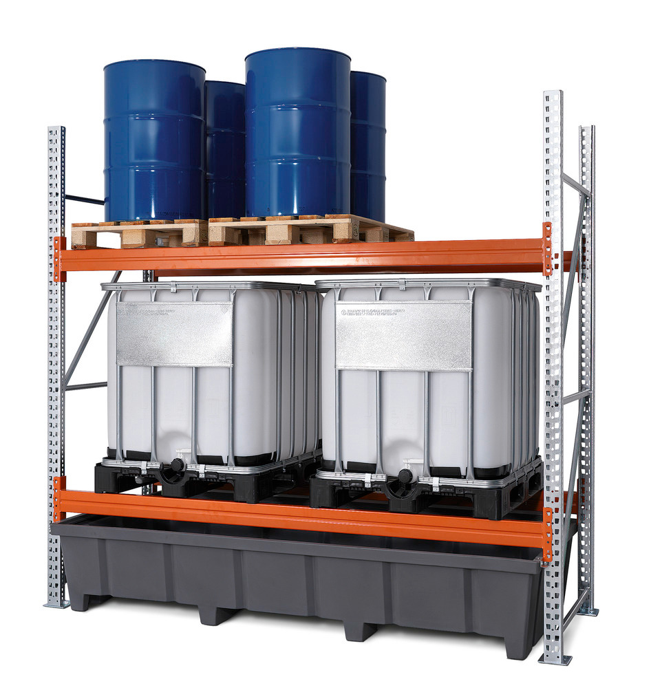 Pallet racking PRP 27.27 For 6 Euro or 4 chemical pallets or 4 IBCs, with 2 storage levels, Basic sy - 1