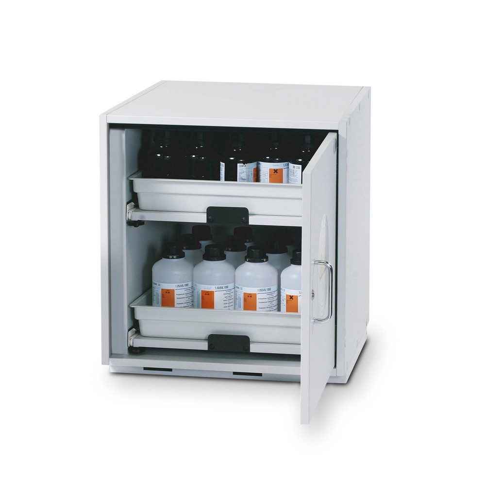 asecos acid and alkali cabinet SL 62 with door hinged right and 2 slide-out spill trays - 1