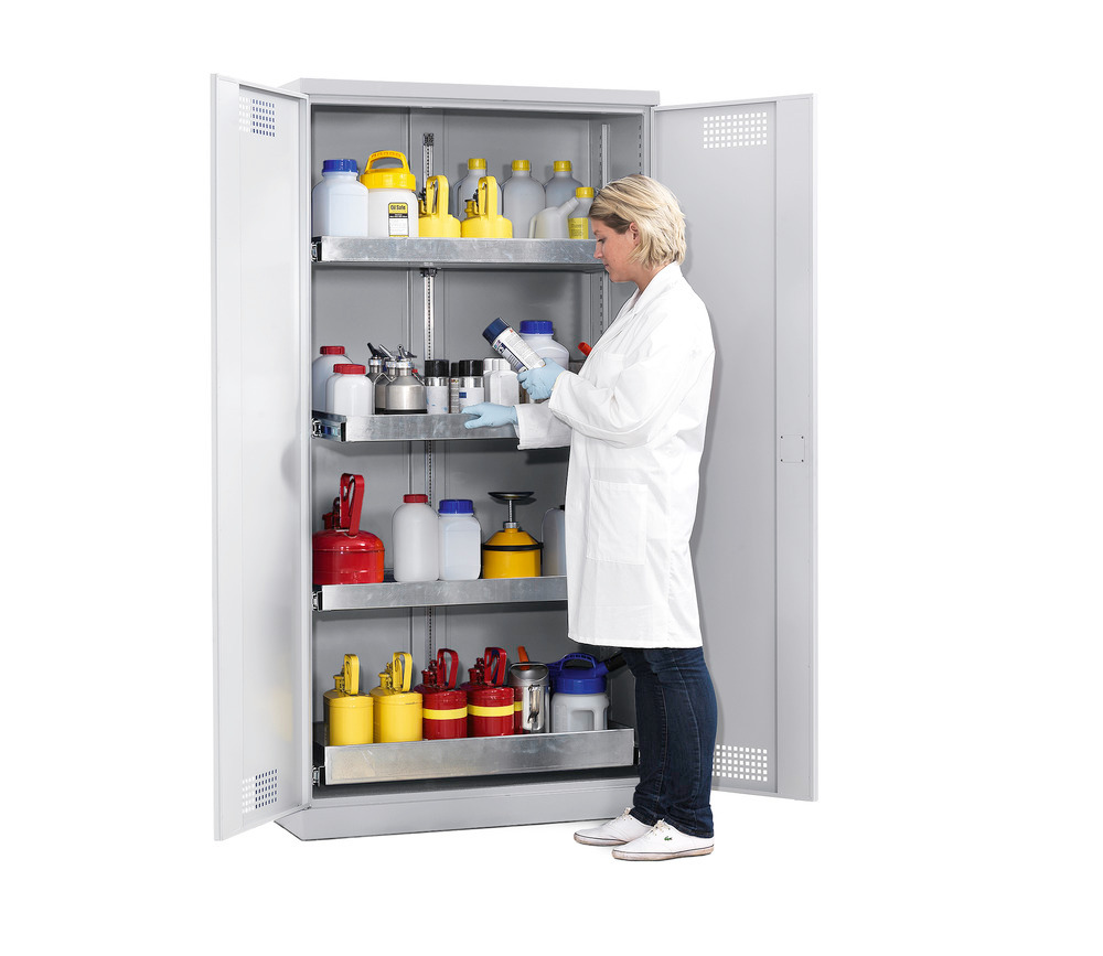 Armoires pour produits chimiques Confort CS 104-A, portes battantes, 4 bacs-tiroirs - 1