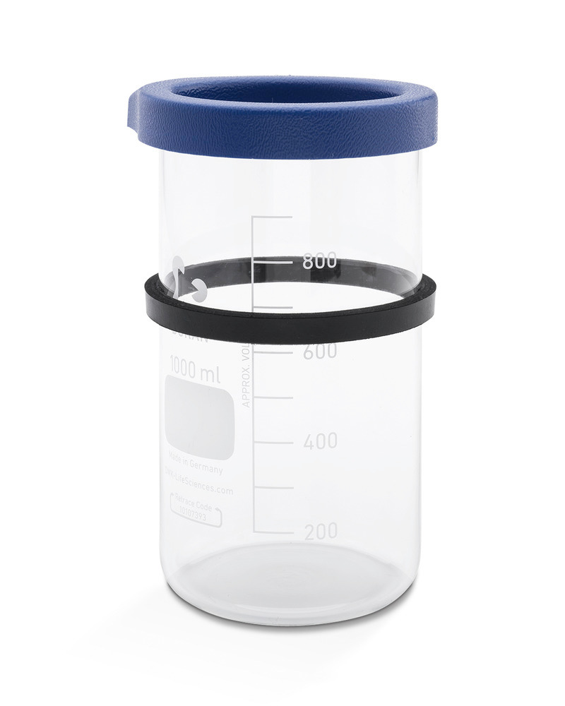 Rengöringsglas med plastlock och gummiring för ultraljudstvätt, 1000 ml - 1