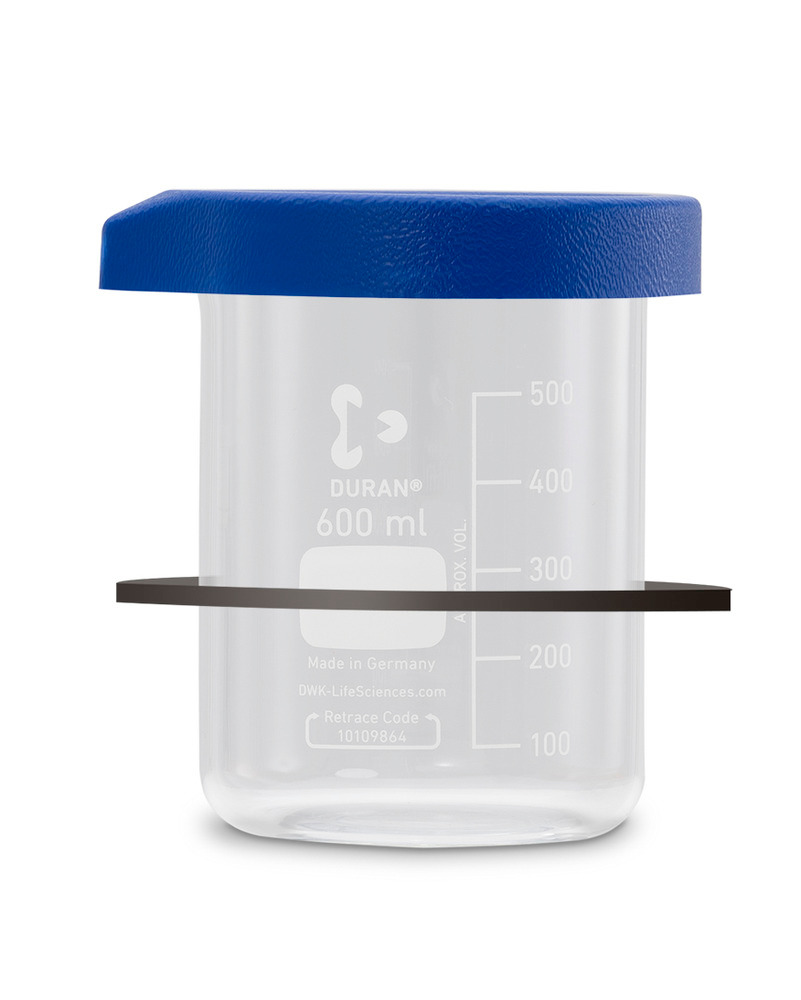 Rengöringsglas med plastlock och gummiring för ultraljudstvätt, 600 ml - 6
