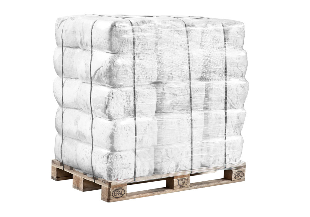 Stracci BW, tessuto di cotone bianco, 1 pallet, 30 cubi compressi da 10 kg - 1