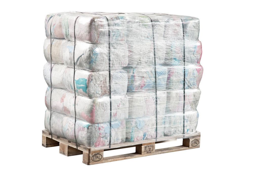 Cleaning cloth KB in calico, light cotton blend fabric, coloured, 1 pallet, 30x10 kg press blocks - 1