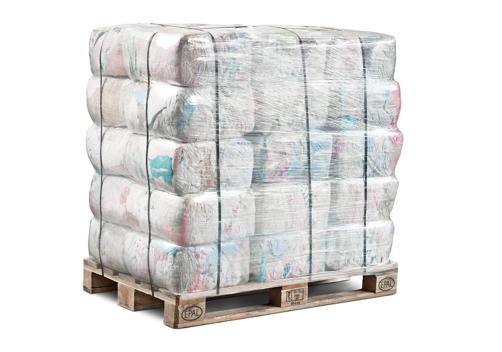 Cleaning cloth KB in calico, light cotton blend fabric, coloured, 1 pallet, 30x10 kg press blocks - 1
