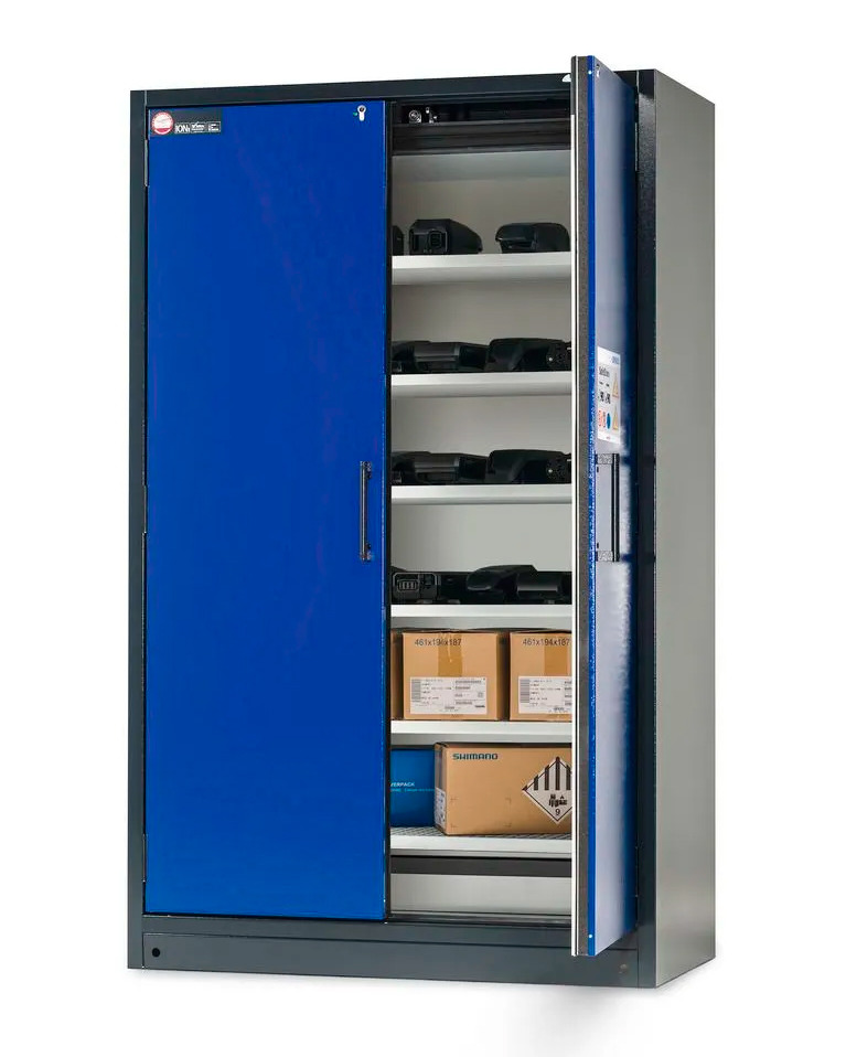 Asecos lithium-ion storage cabinet, 90 Min fire resistant, 6 Shelves, 2 Doors - 3