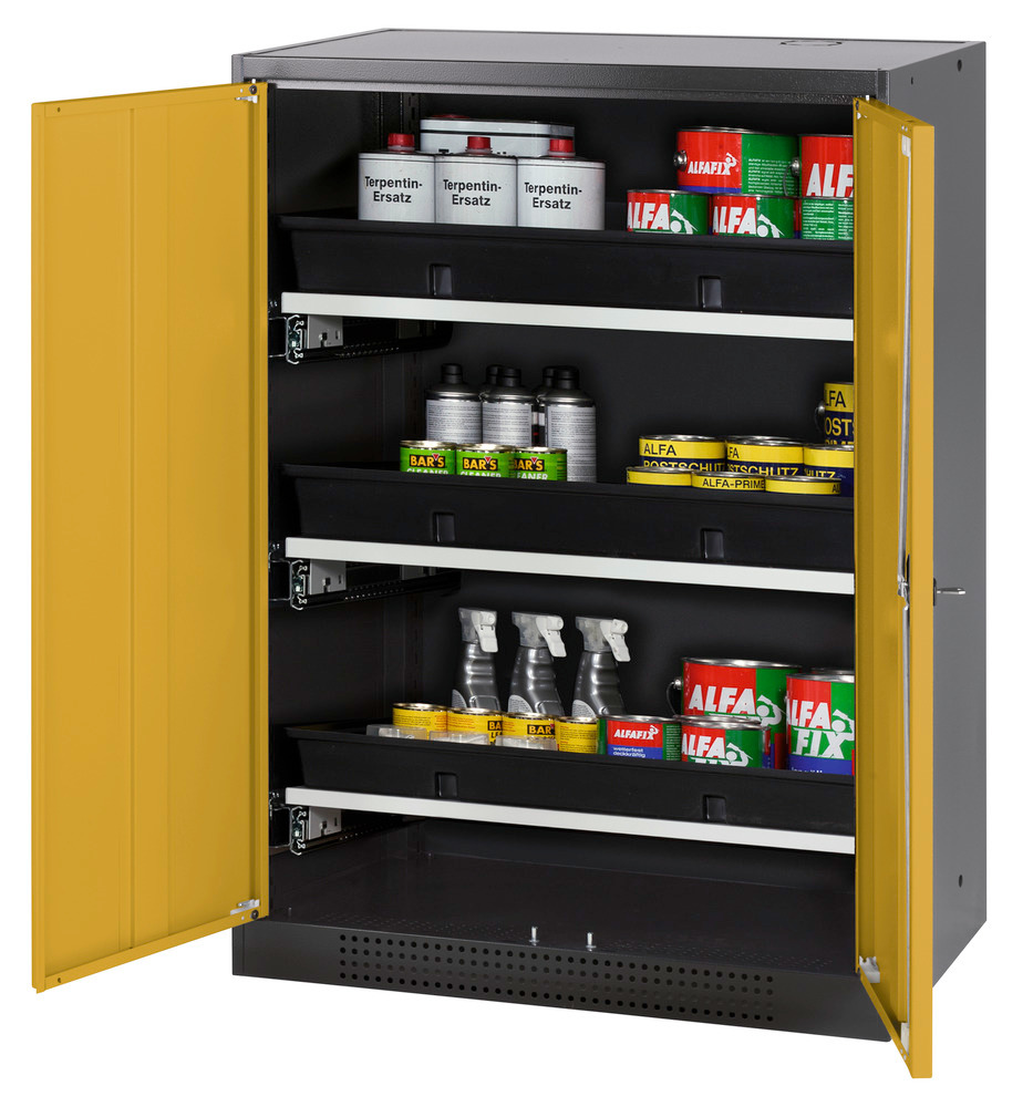 Kjemikalieskap Systema CS-83, kabinett antracitgrå, gule fløydører, 3 uttrekk - 1