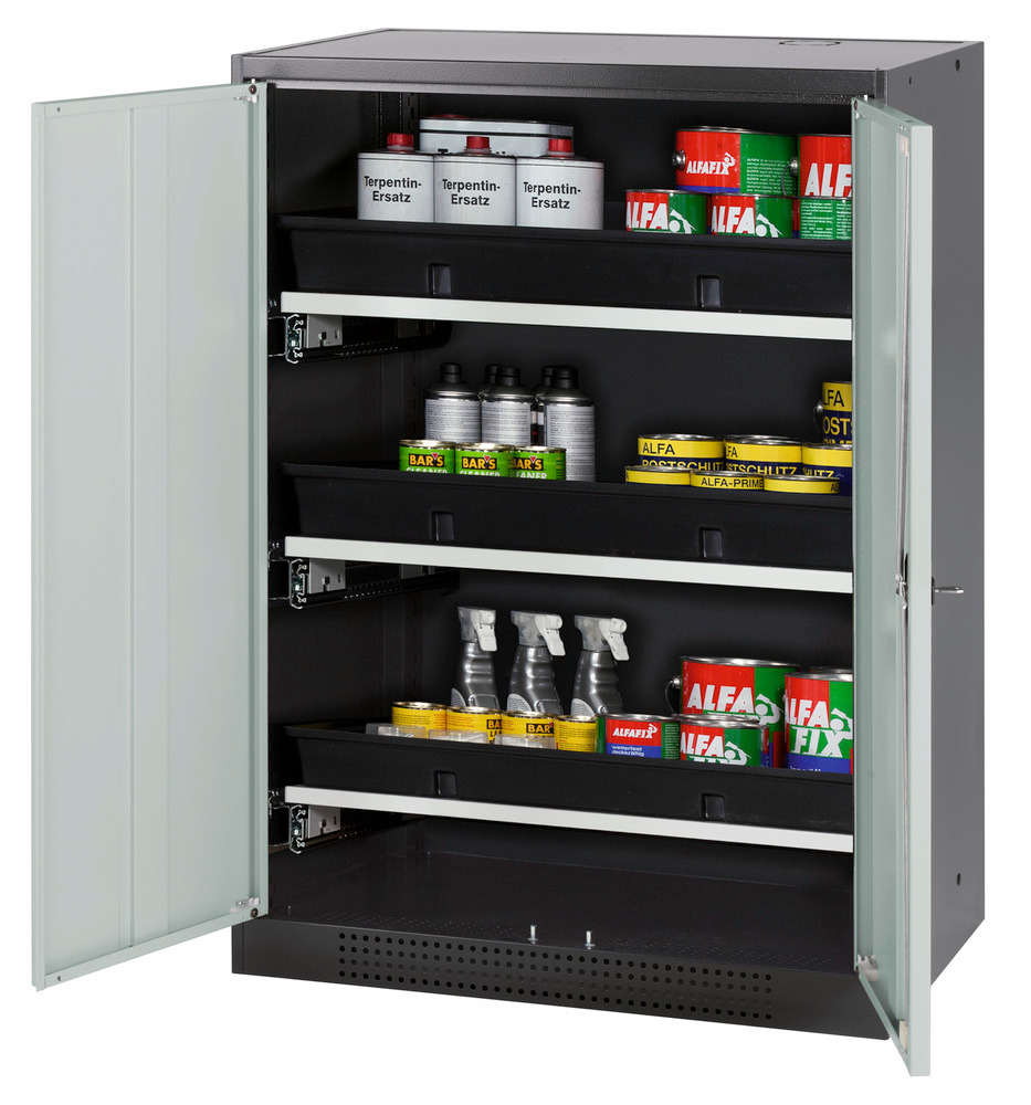 Kjemikalieskap Systema CS-83, kabinett antracitgrå, grå fløydører, 3 uttrekk