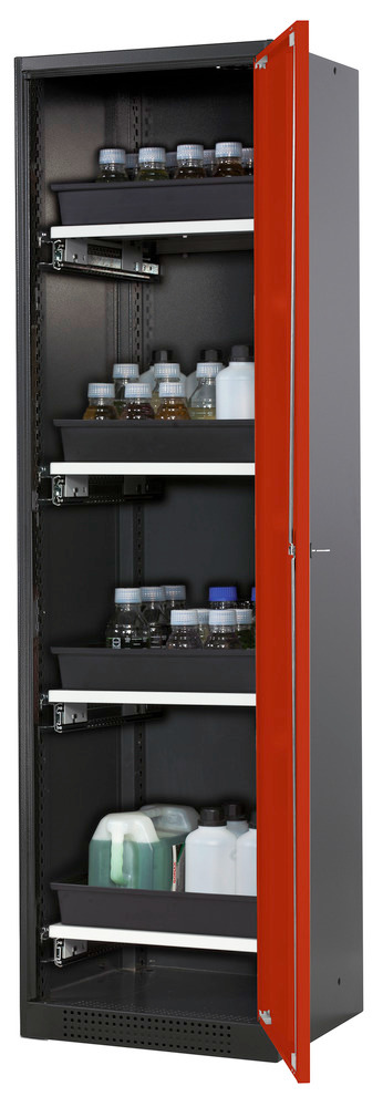 asecos vegyszertároló szekrény Systema-T CS-54R, antracit korpusz, piros szárnyas ajtó, 4 kihúz. lap - 1