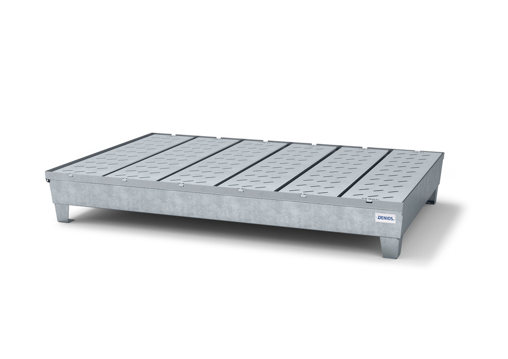Spill Pallet - 6 Drum Capacity - Removable Grating - Forklift Access - Galvanized Steel - 2