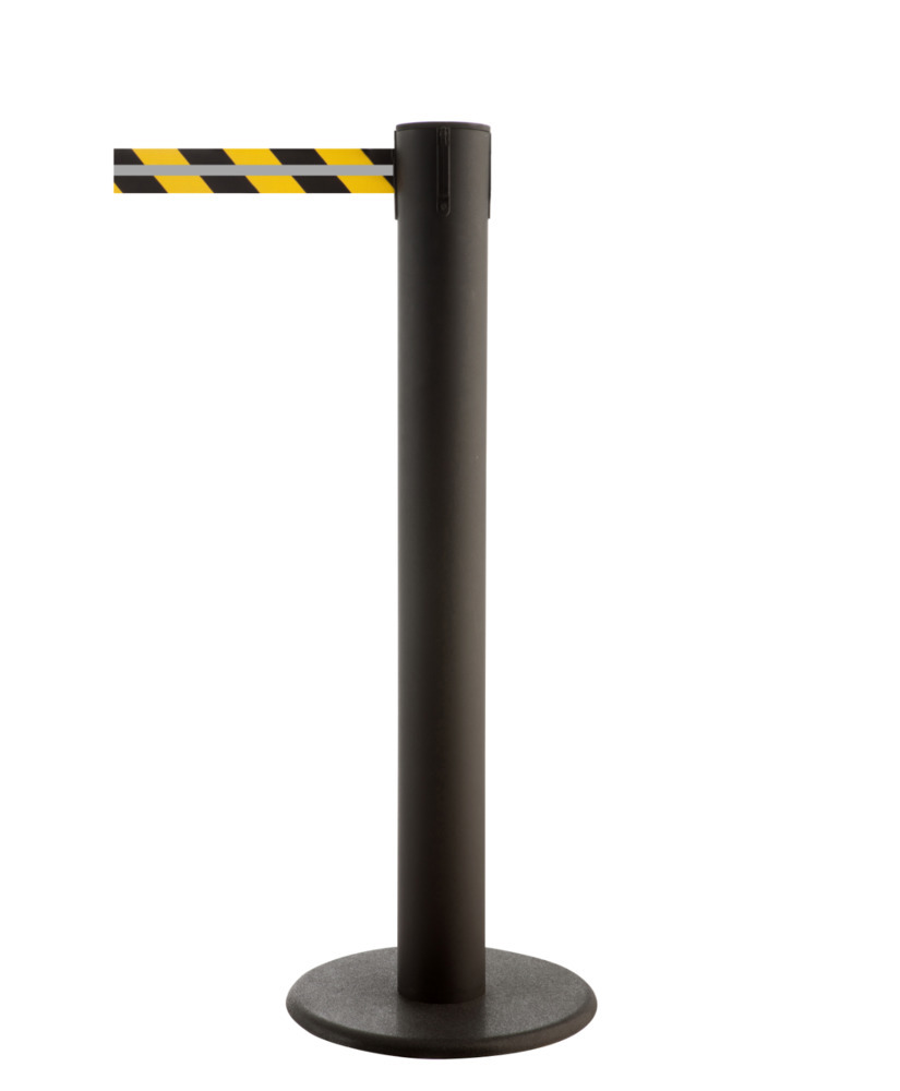 Sistema de orientação pedonal GLA 85, poste preto, cinta preta/amarela de 7,00 m - 1