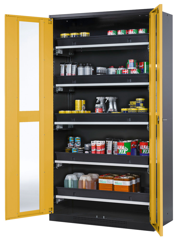 Kemikalieskab Systema CS-105G, kabinet antracitgrå, gule foldedøre, 5 udtræk - 1