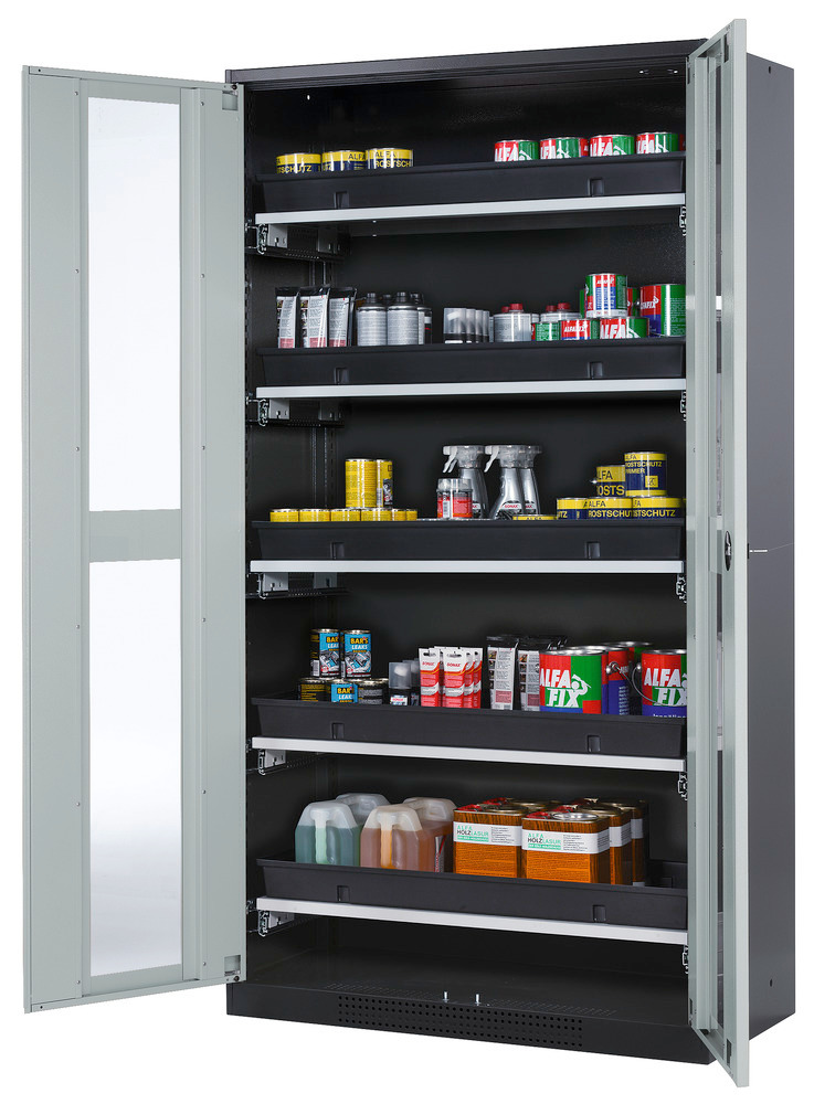 Kemikalieskab Systema CS-105G, kabinet antracitgrå, grå foldedøre, 5 udtræk - 1