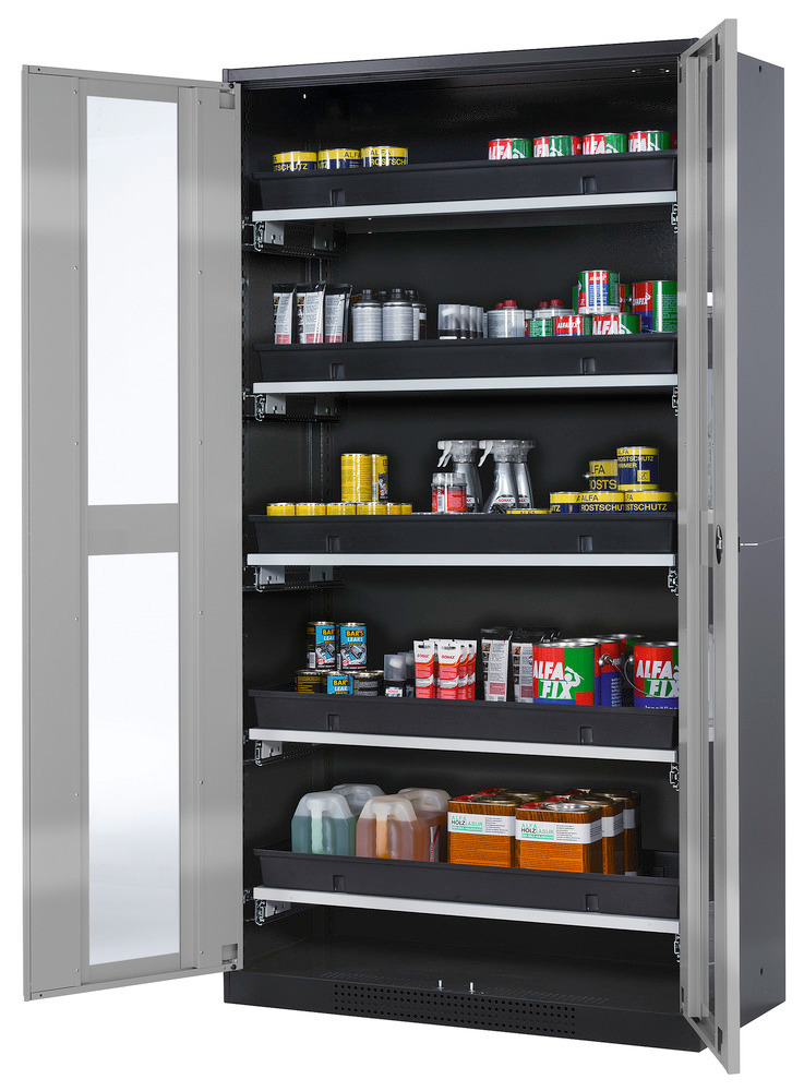 Kemikalieskab Systema CS-105G, kabinet antracitgrå, sølvfarvede foldedøre, 5 udtræk - 1