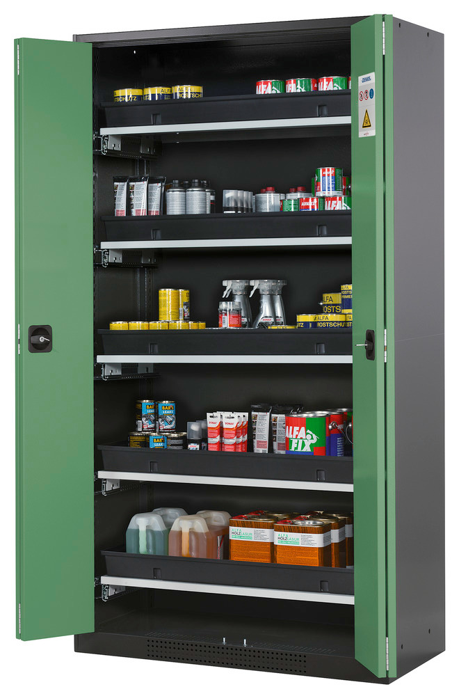 Kjemikalieskap Systema CS-105F, kabinett antracitgrå, grønne fløydører, 5 uttrekk - 1