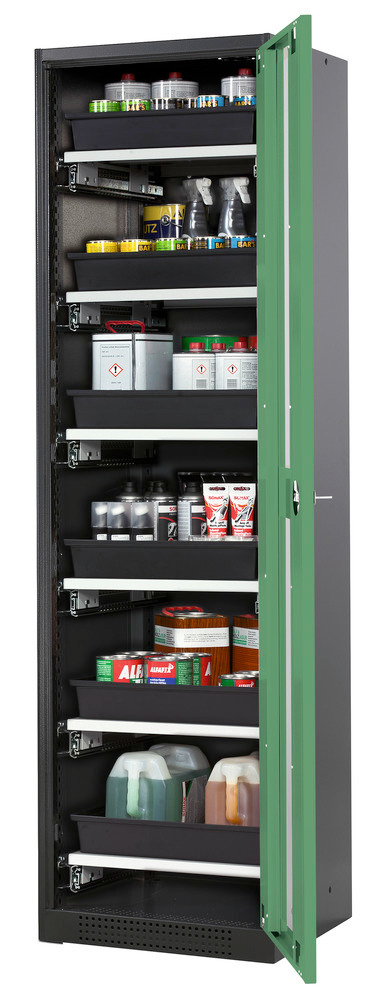 Armário químicos Systema-T CS-56RG, corpo antracite, portas de batente verdes, 6 estantes removíveis - 1