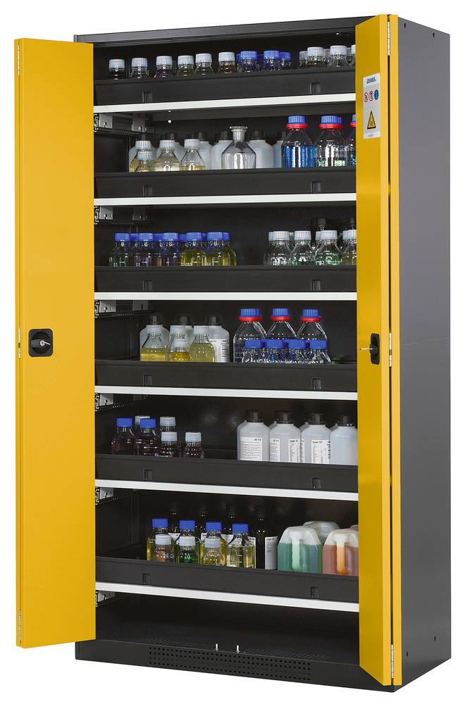 Kjemikalieskap Systema CS-106F, kabinett antracitgrå, gule foldedører, 6 uttrekk - 1