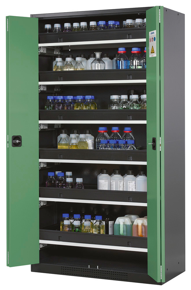 Kjemikalieskap Systema CS-106F, kabinett antracitgrå, grønne foldedører, 6 uttrekk - 1