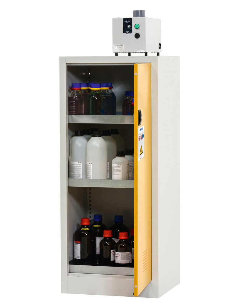 Vegyszertároló szekrény Tough, CS 60-140, világosszürke korpusz(RAL 7035), élénksárga ajtó(RAL 1004) - 4
