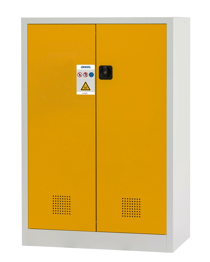 Chemicals cabinet Tough, CS 95-140, body light grey (RAL 7035), doors safety yellow (RAL 1004) - 2