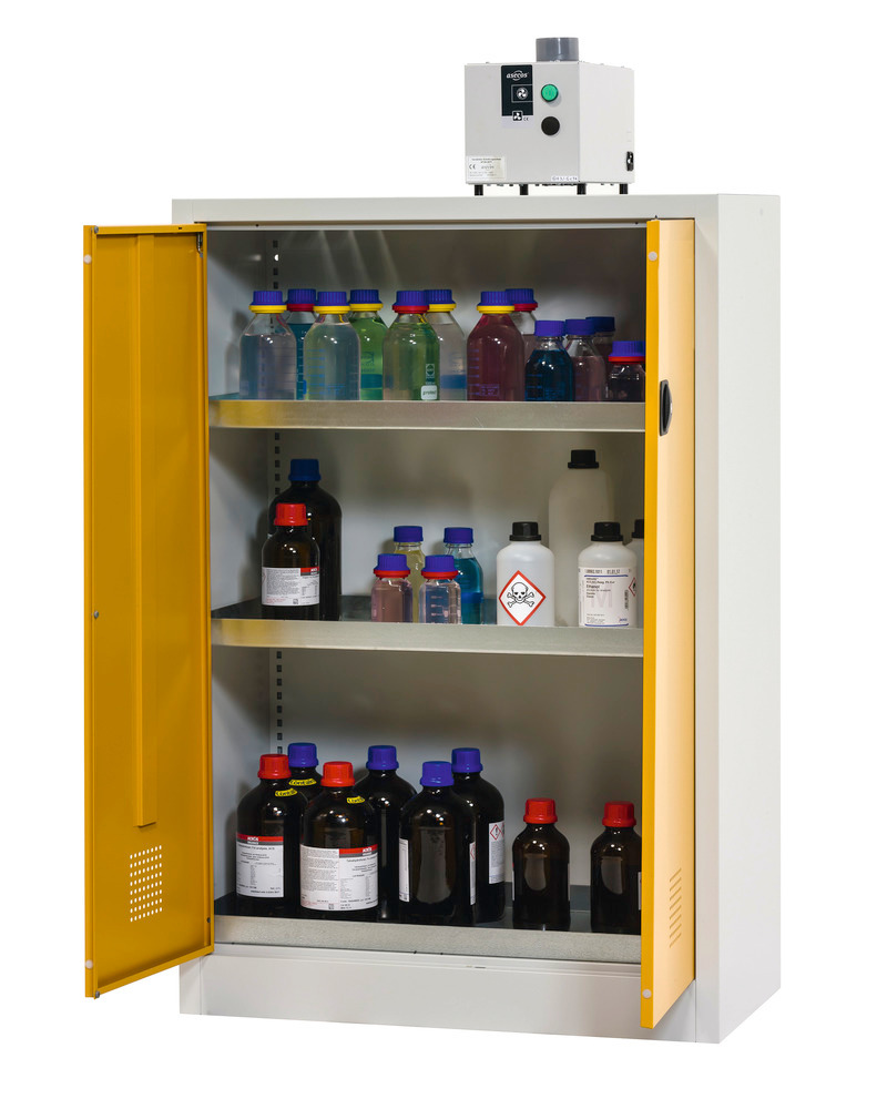 Chemicals cabinet Tough, CS 95-140, body light grey (RAL 7035), doors safety yellow (RAL 1004) - 3