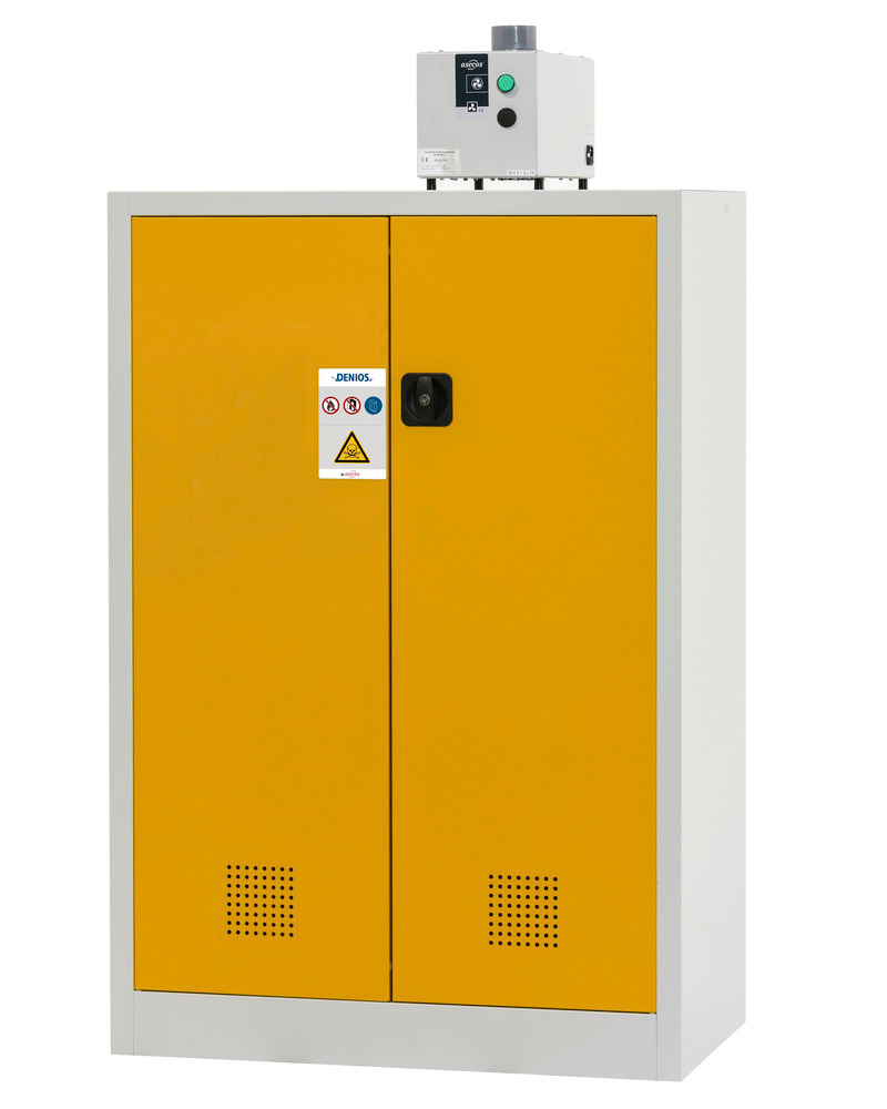 Chemicals cabinet Tough, CS 95-140, body light grey (RAL 7035), doors safety yellow (RAL 1004) - 4