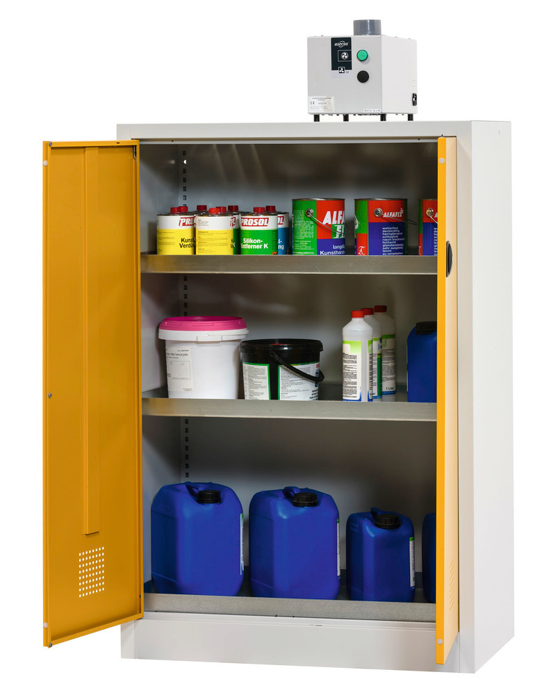 Chemicals cabinet Tough, CS 120-140, body light grey (RAL 7035), doors safety yellow (RAL 1004) - 3