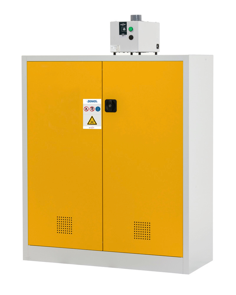 Chemicals cabinet Tough, CS 120-140, body light grey (RAL 7035), doors safety yellow (RAL 1004) - 4