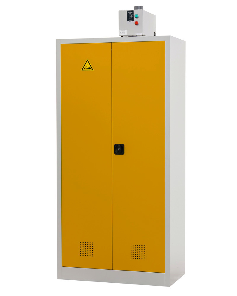 Chemicals cabinet Tough, Model CS 95-195, body light grey (RAL 7035), doors safety yellow (RAL 100) - 2