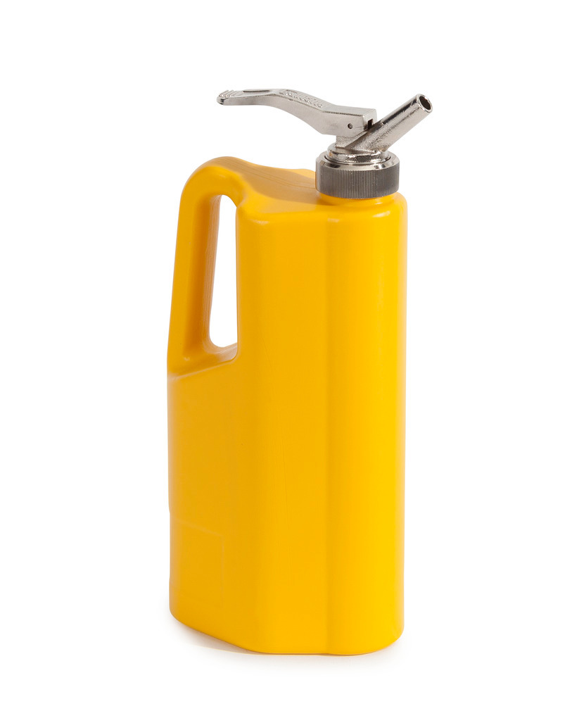 Safety Can - Poly - FALCON - with Fine Measuring Tap - 0.5 Gallon - Yellow - Dosing of Aggressive Liquids - 4