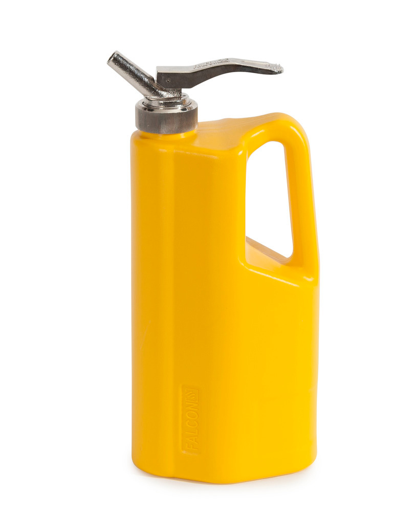 Safety Can - Poly - FALCON - with Fine Measuring Tap - 0.5 Gallon - Yellow - Dosing of Aggressive Liquids - 2