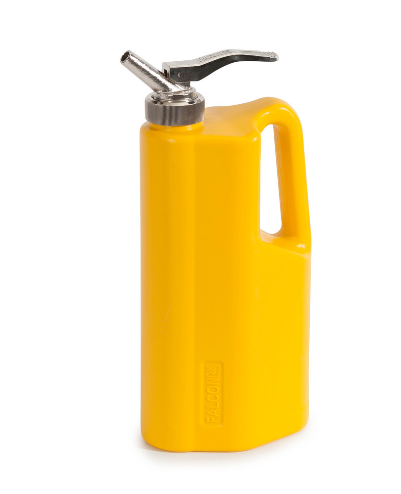 Safety Can - Poly - FALCON - with Fine Measuring Tap - 0.5 Gallon - Yellow - Dosing of Aggressive Liquids - 3