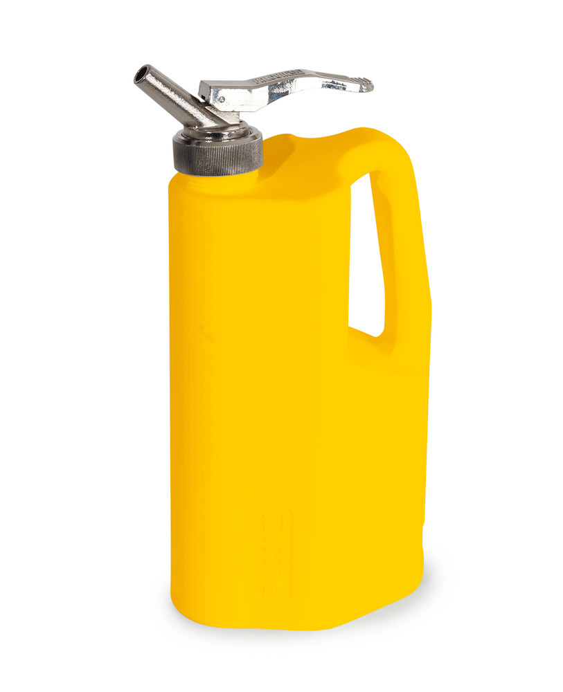 Safety Can - Poly - FALCON - with Fine Measuring Tap - 0.5 Gallon - Yellow - Dosing of Aggressive Liquids - 1