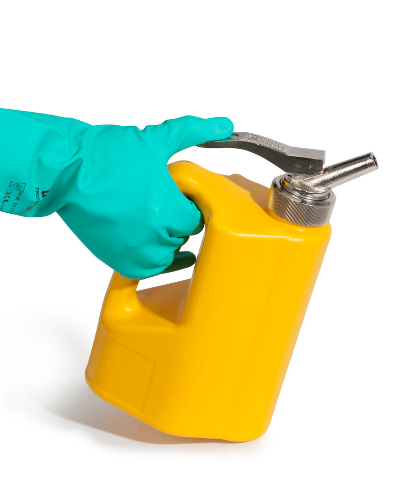 Safety Can - Poly - FALCON - with fine Measuring Tap - 0.25 Gallon - Yellow - Dosing of Aggressive Liquids - 6