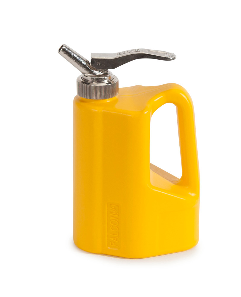 Safety Can - Poly - FALCON - with fine Measuring Tap - 0.25 Gallon - Yellow - Dosing of Aggressive Liquids - 3