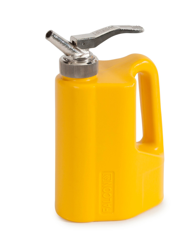 Safety Can - Poly - FALCON - with fine Measuring Tap - 0.25 Gallon - Yellow - Dosing of Aggressive Liquids - 4
