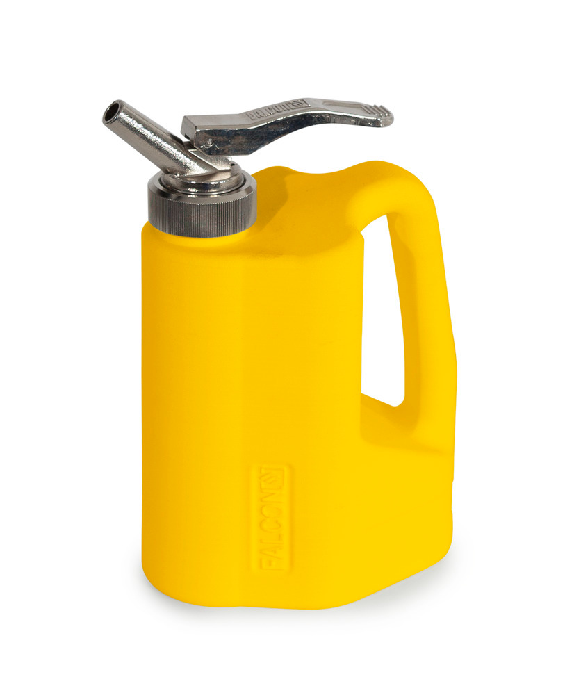 Safety Can - Poly - FALCON - with fine Measuring Tap - 0.25 Gallon - Yellow - Dosing of Aggressive Liquids - 1