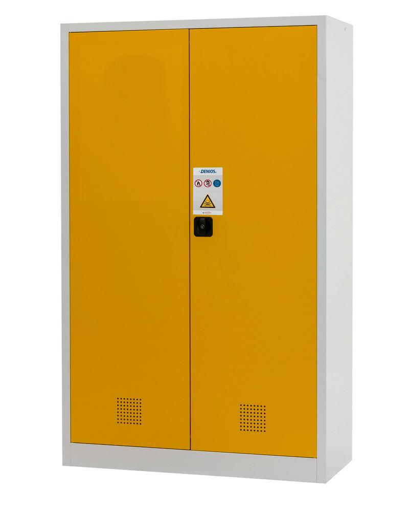 Chemicals cabinet Tough, CS 120-195, body light grey (RAL 7035), doors safety yellow (RAL 1004) - 2