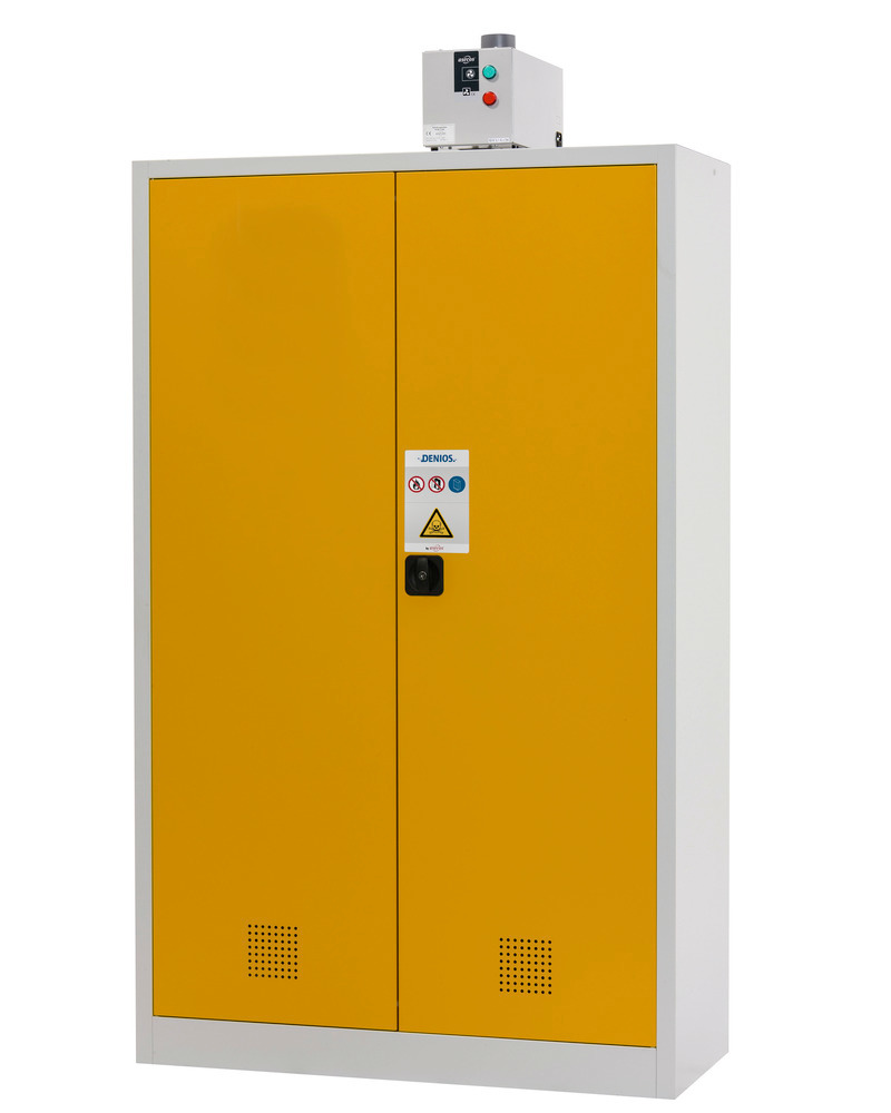 Vegyszertároló szekrény Tough, CS120-195, világosszürke korpusz(RAL 7035), élénksárga ajtó(RAL 1004) - 4