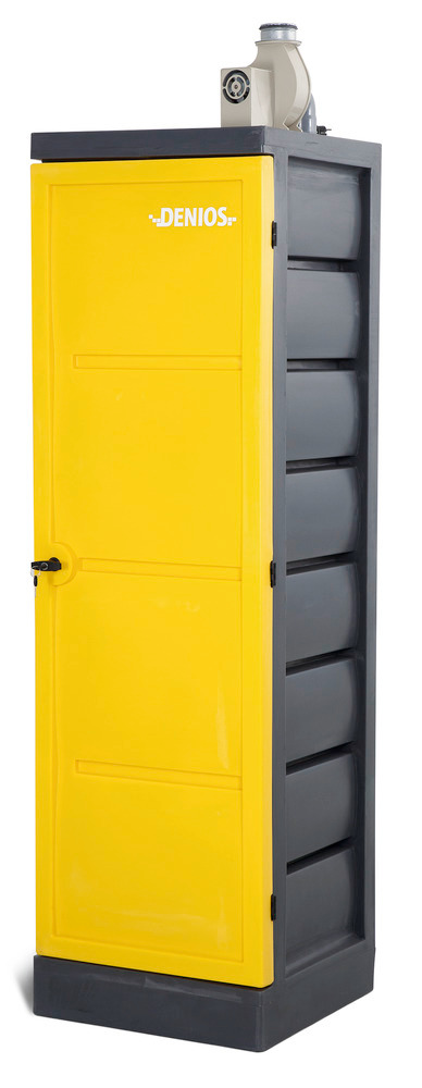 Miljöskåp PolyStore B 60 cm, plast, med 4 hyllplan av rostfritt stål, högerhängd dörr, typ PS620 - 2