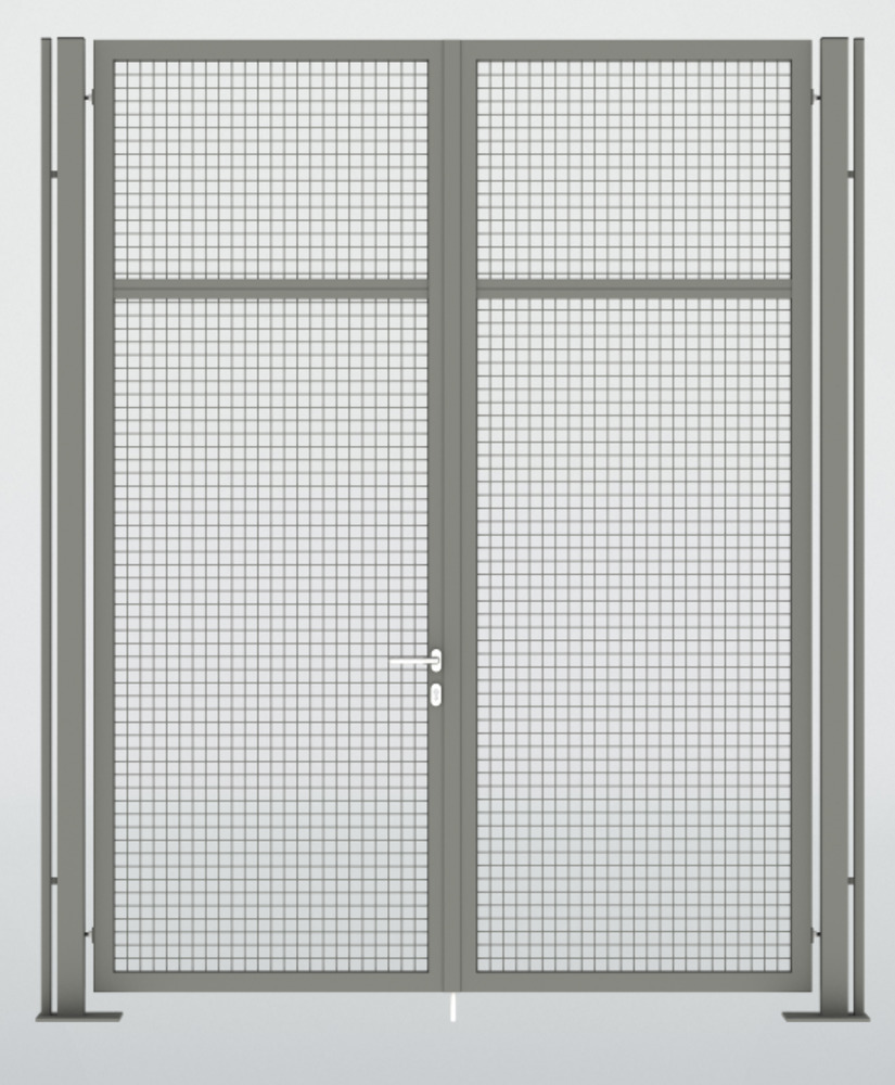 Partition wall system 9200, double wing door, W 2500, H 3000 mm, dust grey - 1