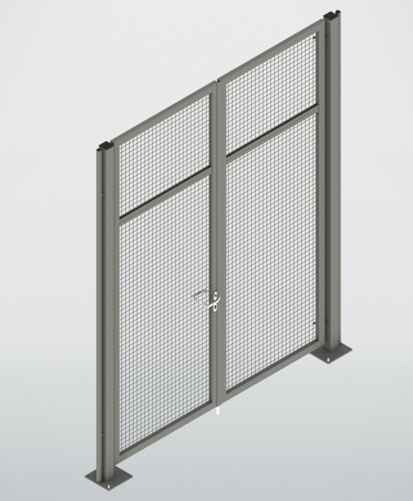 Partition wall system 9200, double wing door, W 2500, H 3000 mm, dust grey - 2