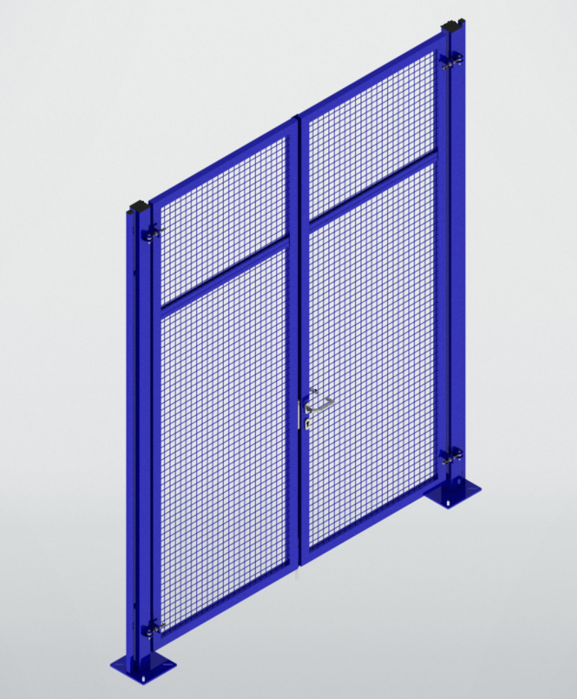 Partition wall system 9200, double wing door, W 2500, H 2950 mm, ultramarine blue - 3
