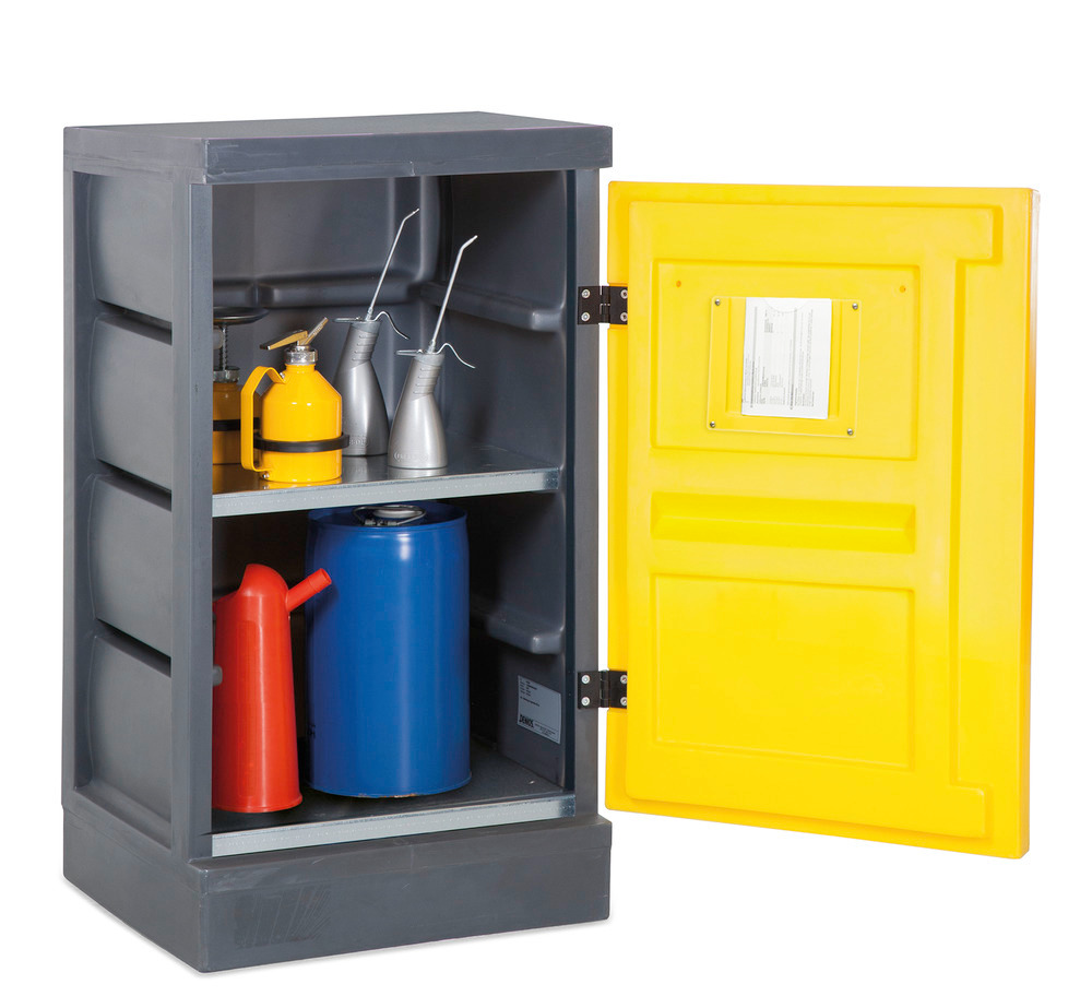 Armoire de sûreté PolyStore, L 60 cm, en plastique avec 2 étagères en inox, 1 porte, type PS 611 - 1